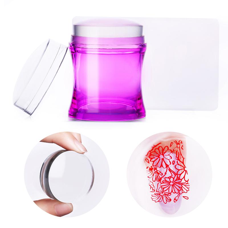 1Pc Silicone Head Nail Art Stamper Scraper Clear Jelly Silicone Stamper for Nail Stamping Plate Scraper Nail Art Tools