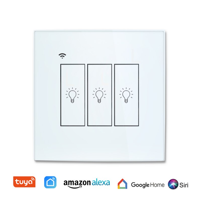 Tuya EU WiFi Smart Switch EU 220V 1/2/3 Gang Wall Light Button Light Switches Work with Alexa Google Home: 3 gang
