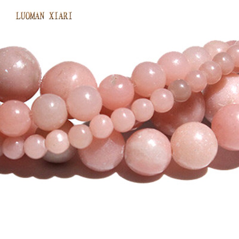 Natuurlijke AAA + Ronde Roze Opal Stone Kralen Voor Sieraden Maken DIY Armband Ketting Materiaal 4/6/8 /10mm Strand 15''