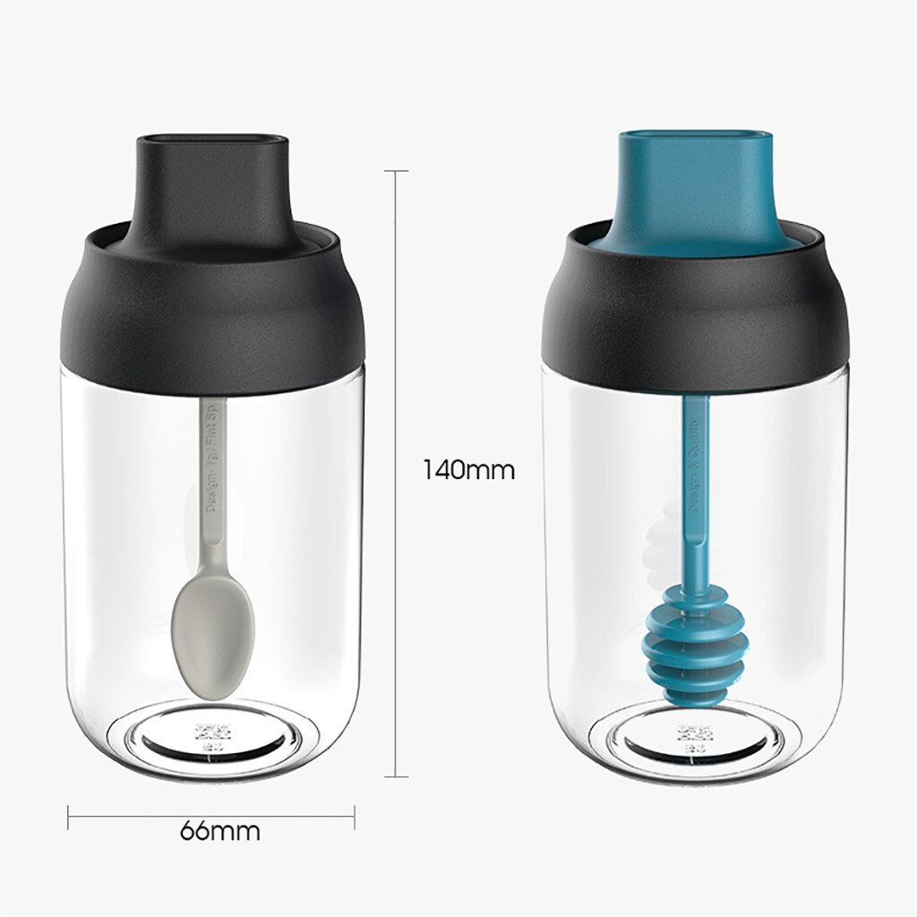 250ml Glass Airtight Jar Spice Containers Bottle Condiment Salt Pepper Seasoning Storage Bottle Spice Jars Pot With Spoon Lid#J
