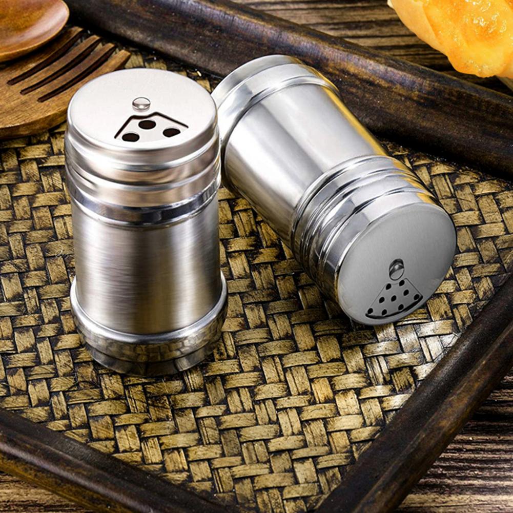 2Pcs Spice Dispensers Excellent Seasoning Spice Dispenser Shaker Stainless Steel Pepper Shakers
