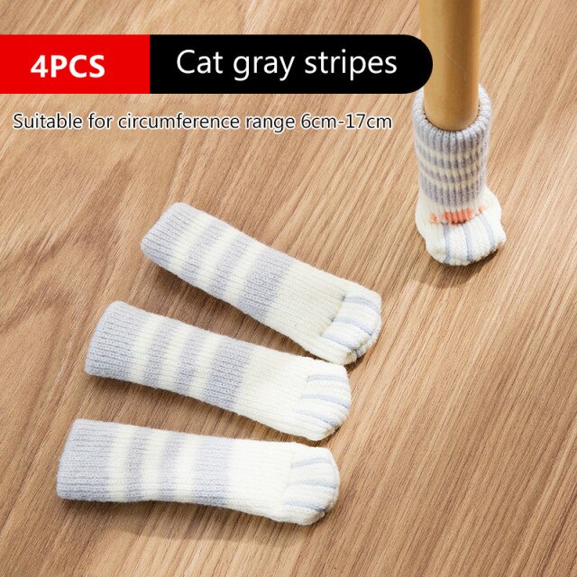 Nette Katze Füße Stuhl Socken Gestrickte Stuhl Beine Futter Socken Boden Protektoren Stumm Möbel Tisch Bein Protektoren Fuß Pads: B 4Stck