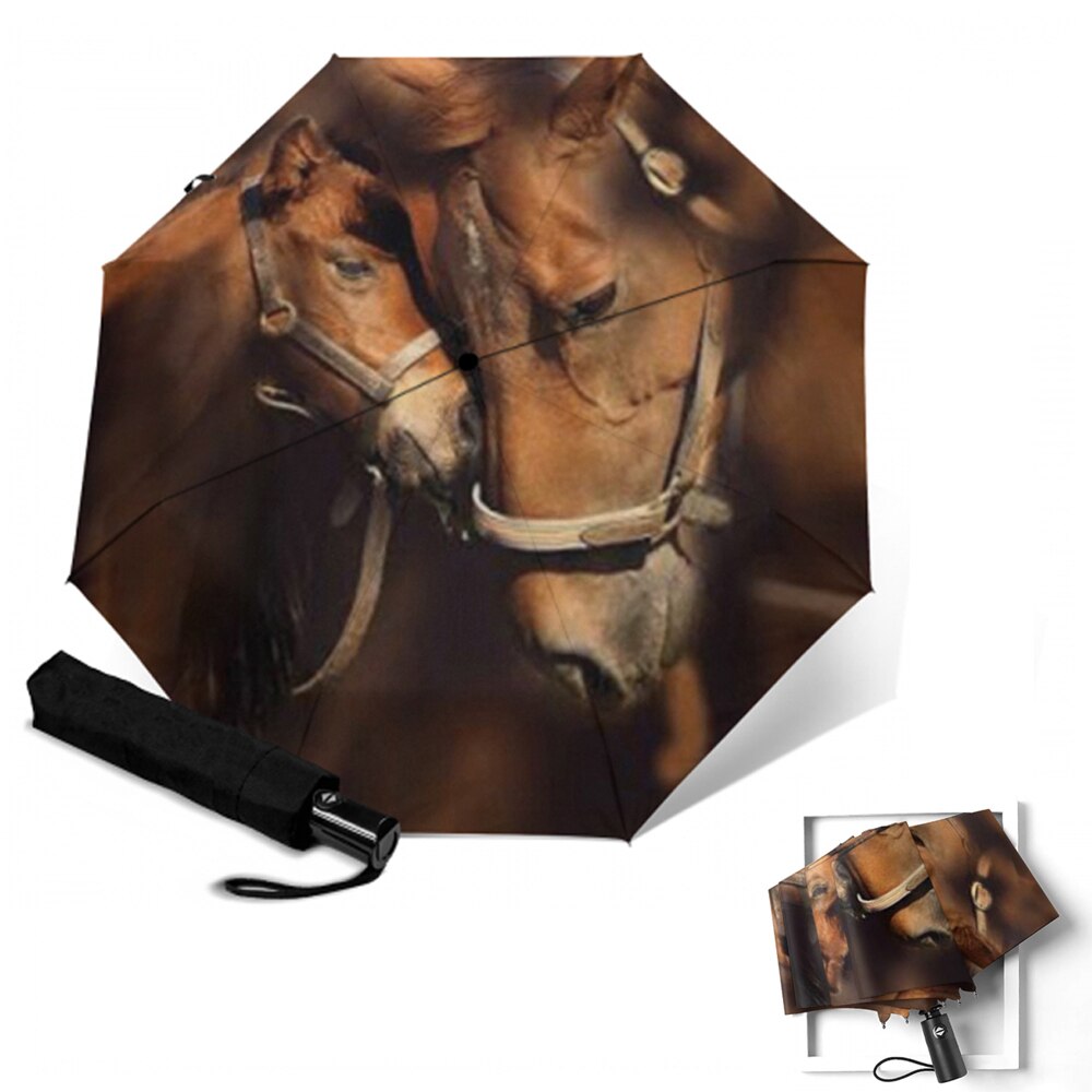 Fully-Automatic umbrella Horse Painting Parasol UV protection Aluminum Alloy Umbrellas Guarda Chuva Paragua Rain Gear: YSA2098