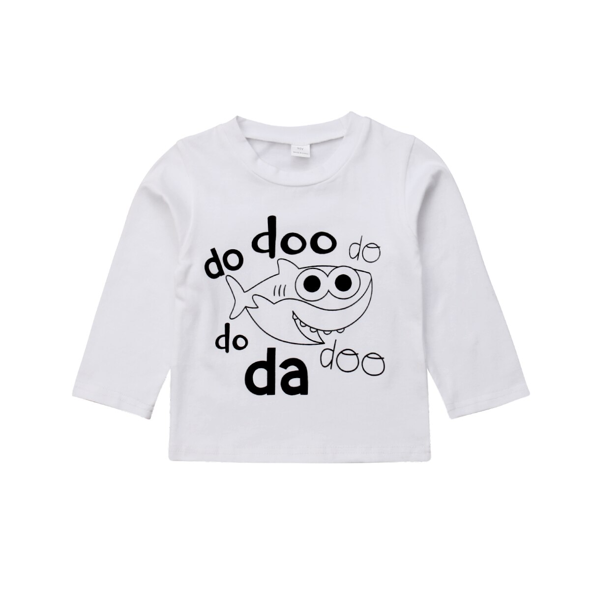 Emmababy Neue Baby freundlicher Junge Mädchen Weiß T-Shirt Ebene tun doo Fisch Druck Spitzen Sommer