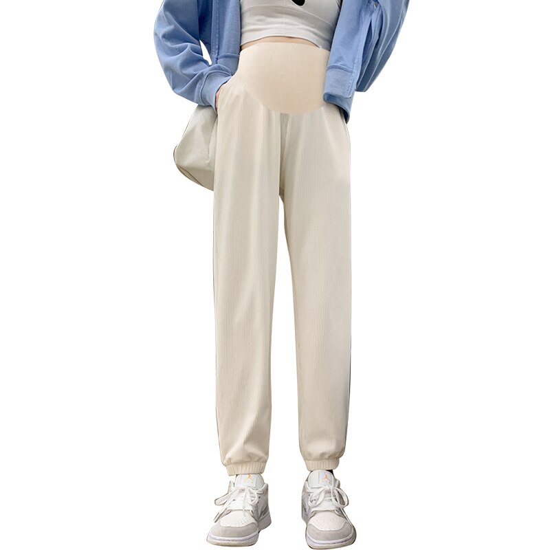Pantalon de jogging de maternité pour femmes enceintes, vêtement d&#39;été COOL, mince, droit, taille élastique, ventre, sport décontracté, grossesse