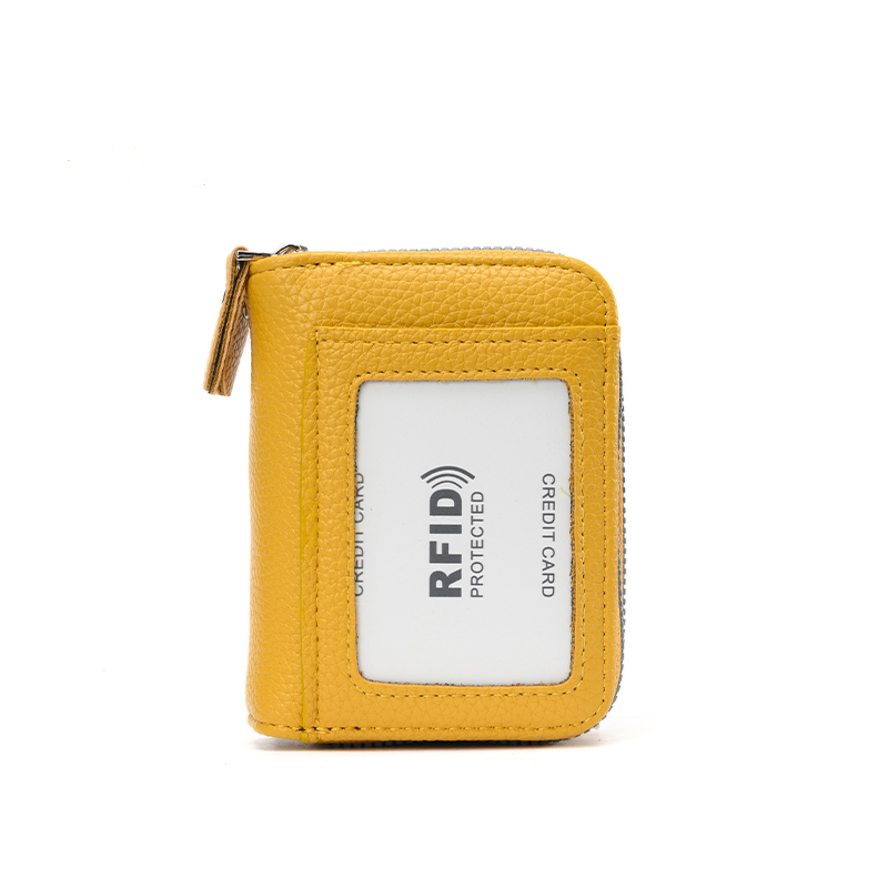 RFID odporne na rozmagnesowanie etui na karty organowe transgraniczne, gorąco sprzedające się wielofunkcyjne etui na karty zabezpieczenie przed kradzieżą etui na karty podwójny zamek błyskawiczny: YELLOW