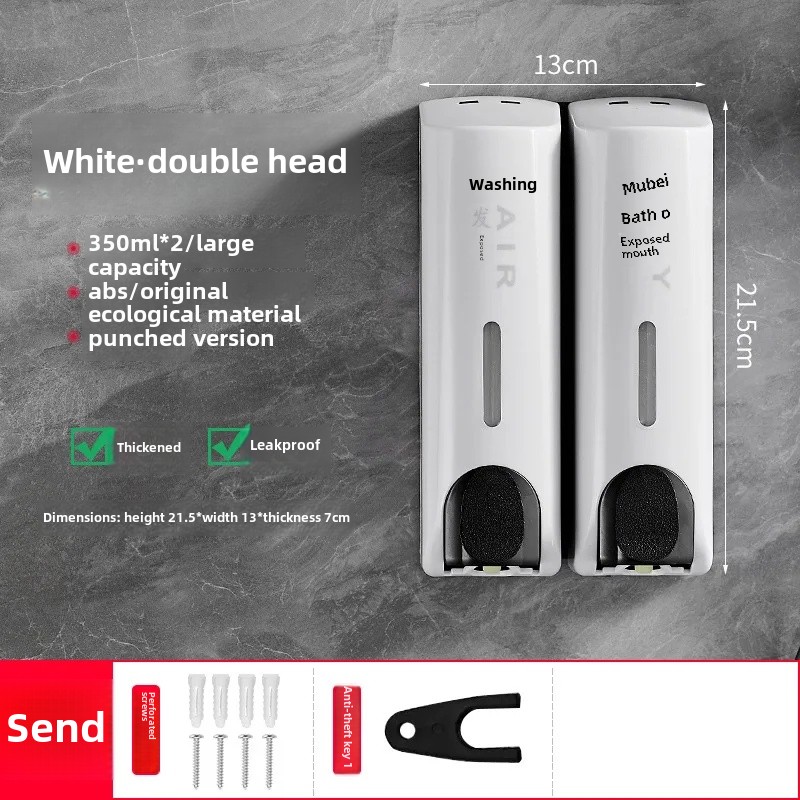 Wall-Mounted Bathroom Soap Dispenser Bottle Press No Punching Hotel Guest House Shampoo Bath Gel Box Home Decor Hardware: Preto