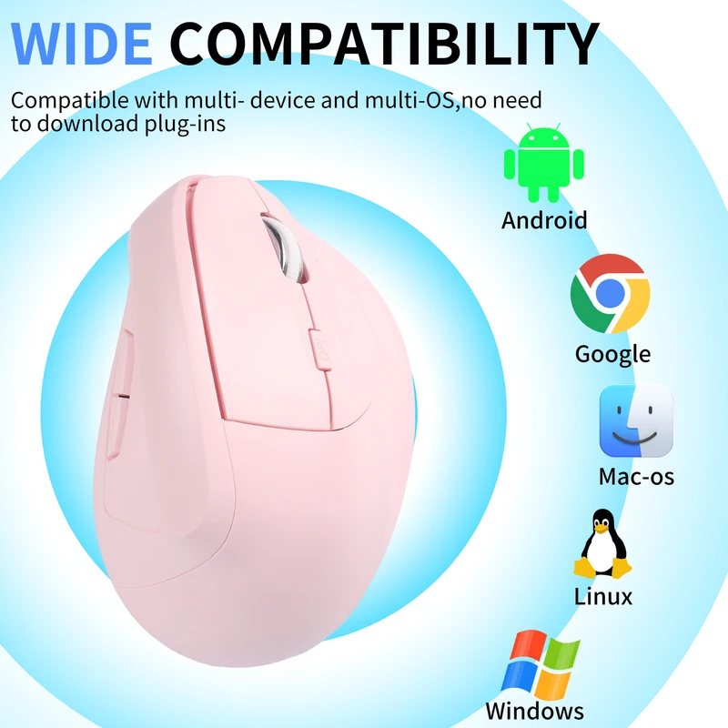 Wireless Vertical Mouse 2.4G Bluetooth Dual-mode Rechargeable Ergonomics Low Noise Button Office Use Mause With Side Buttons