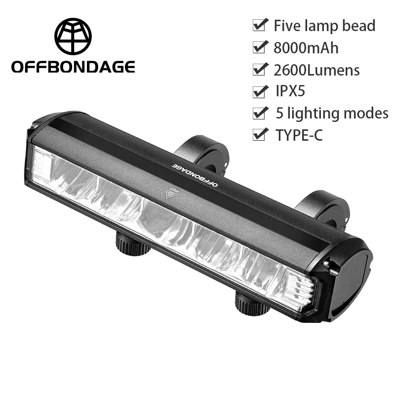 OFFBONDAGE Bicycle Light Front Bike Light 8000mAh Waterproof Flashlight USB Charging MTB Road Cycling Lamp Accessories: Red