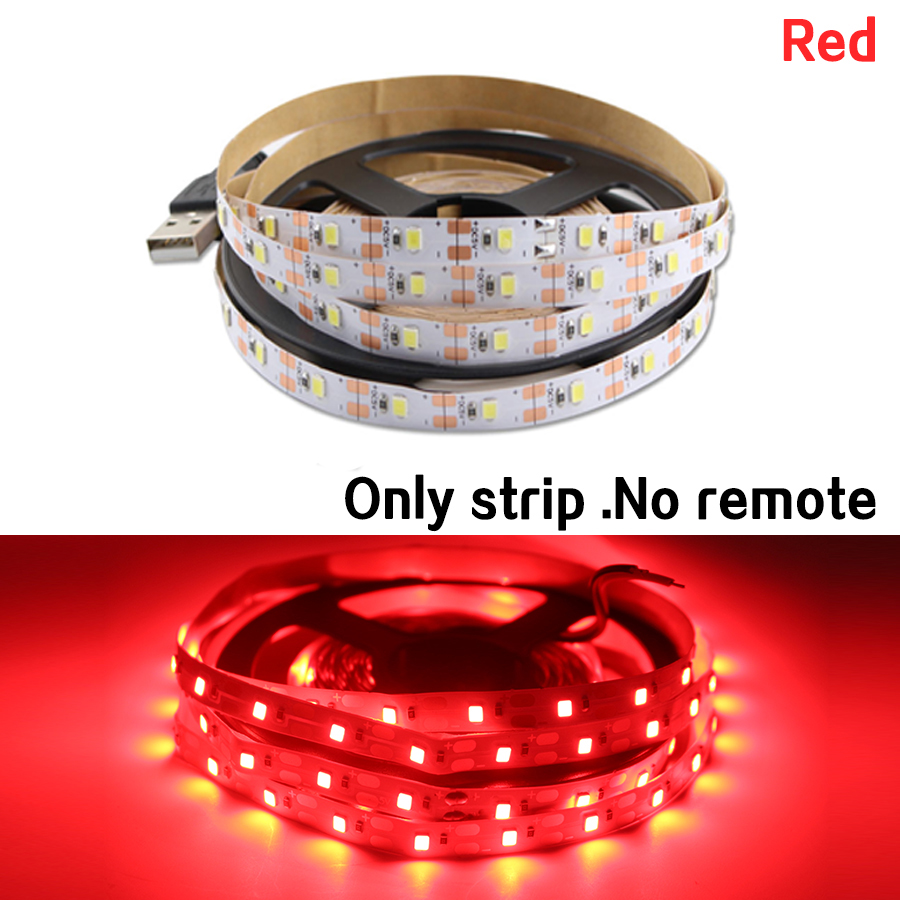 Tira de luces LED RGB de 5V USB 5 V PC TV retroiluminación 2835 0,5 m 1m 2m 3m 4m 5m 5 V voltios tira de luces LED USB cinta de lámpara cinta de diodo: Rojo / De Color7