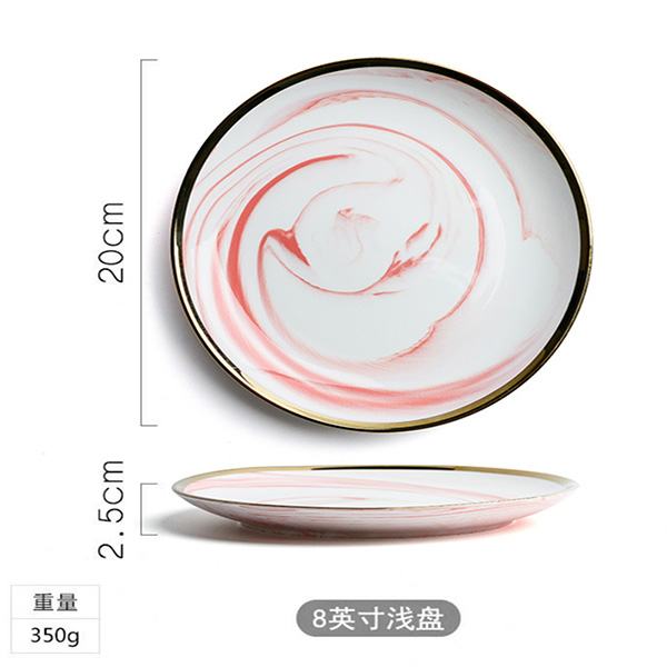 1pc mármore rosa prato de jantar cerâmica arroz salada macarrão tigela pratos de sopa louça conjuntos utensílios de cozinha cozinha cozinha cozinhar ferramenta: 5