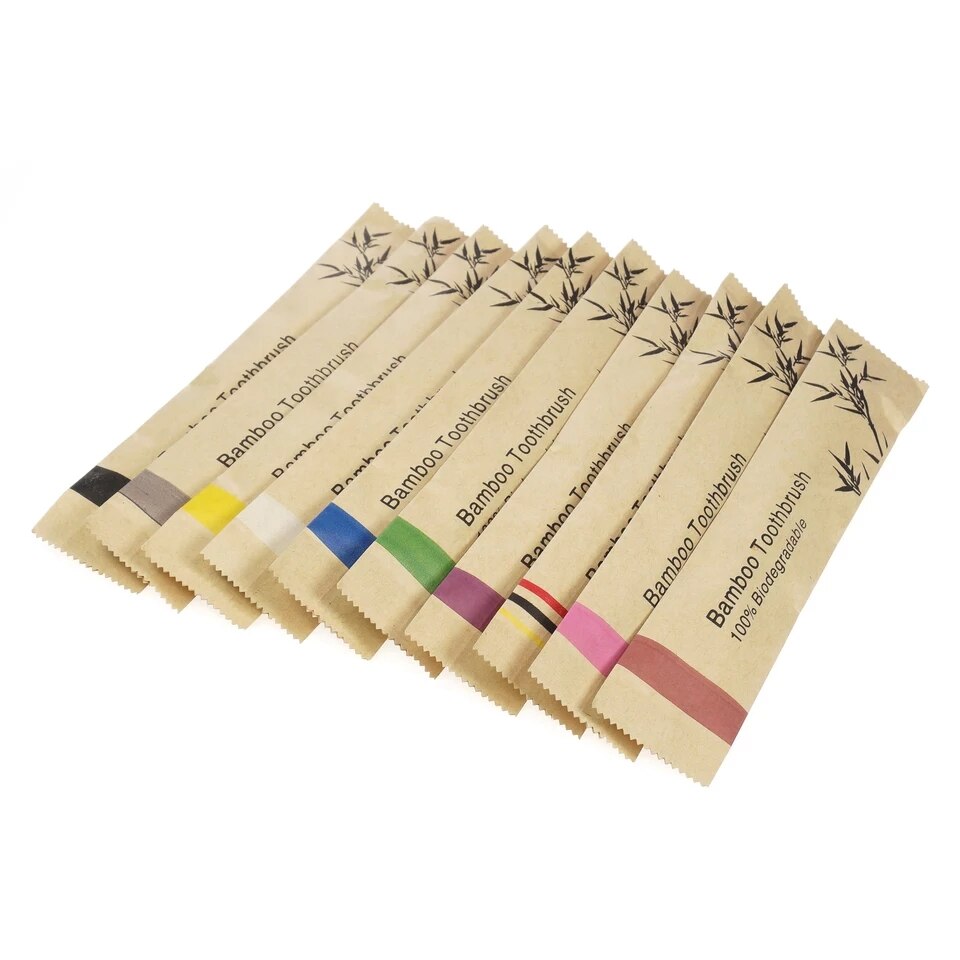 Cepillos de dientes de bambú reutilizables para adultos, cepillo dental suave de madera portátil, respetuoso con el medio ambiente, para viaje en casa, para Hotel, 100 Uds.