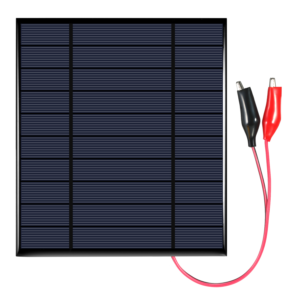 Portable Polycrystalline Silicon Solar Panel Outdoor Solar Charger Panel with Alligator Clips Solar Cell for DIY Power Charger