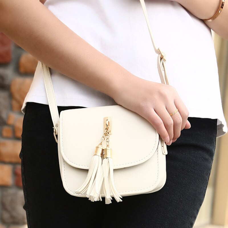 Torebka – sacs à bandoulière en cuir pour femmes, sacoche à pompon, couleur unie, sacs à Main