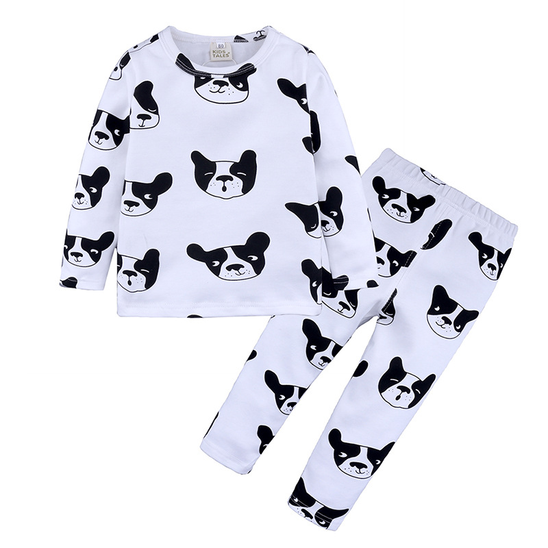 Ropa de otoño para niños pijamas para chicos y chicas conjuntos de pantalones ropa infantil pijamas de dibujos animados de animales de algodón conjuntos de pijamas para niños: dog / 5T