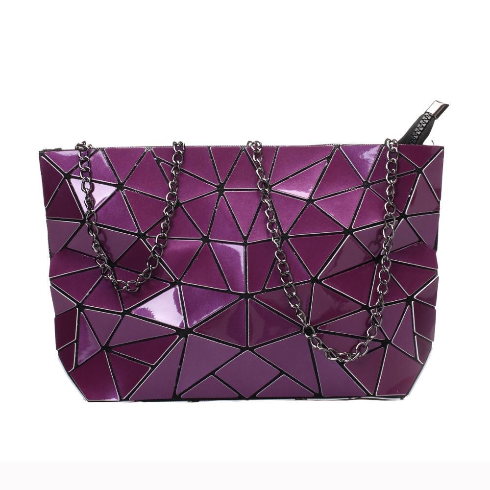 Vrouwen Keten Schoudertas Sac A Main Tas Mode Geometrische Messenger Bags Vlakte Vouwen Crossbody Tassen Clutch Avondtasje Bolso: purple