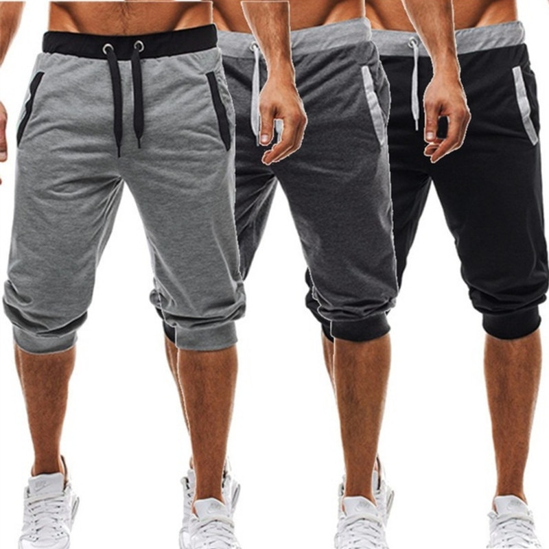 Shorts mænd sommer fritid knælange shorts farve patchwork joggers korte sweatpants bukser mænd bermuda shorts