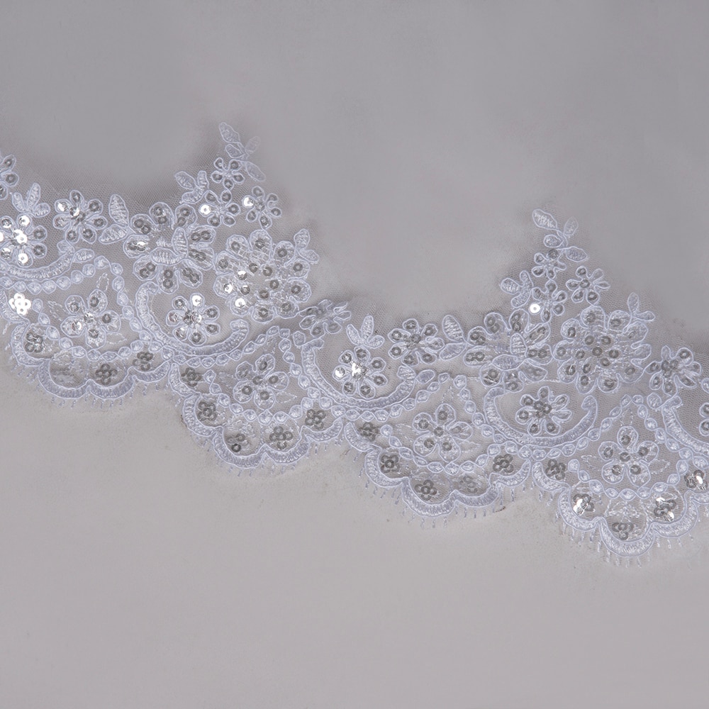 Voile Mariage 3M Pailletten Lace Edge Kathedraal Lange Wedding Veil Met Kam Twee Lagen Gezicht Bedekt Tule Bruidssluier veu De Noiva