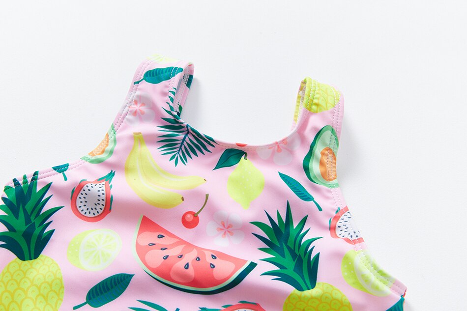 Bañador de una pieza para niños de 2 a 9 años, traje de baño de fruta y sandía, ropa de playa de verano para niñas, novedad de