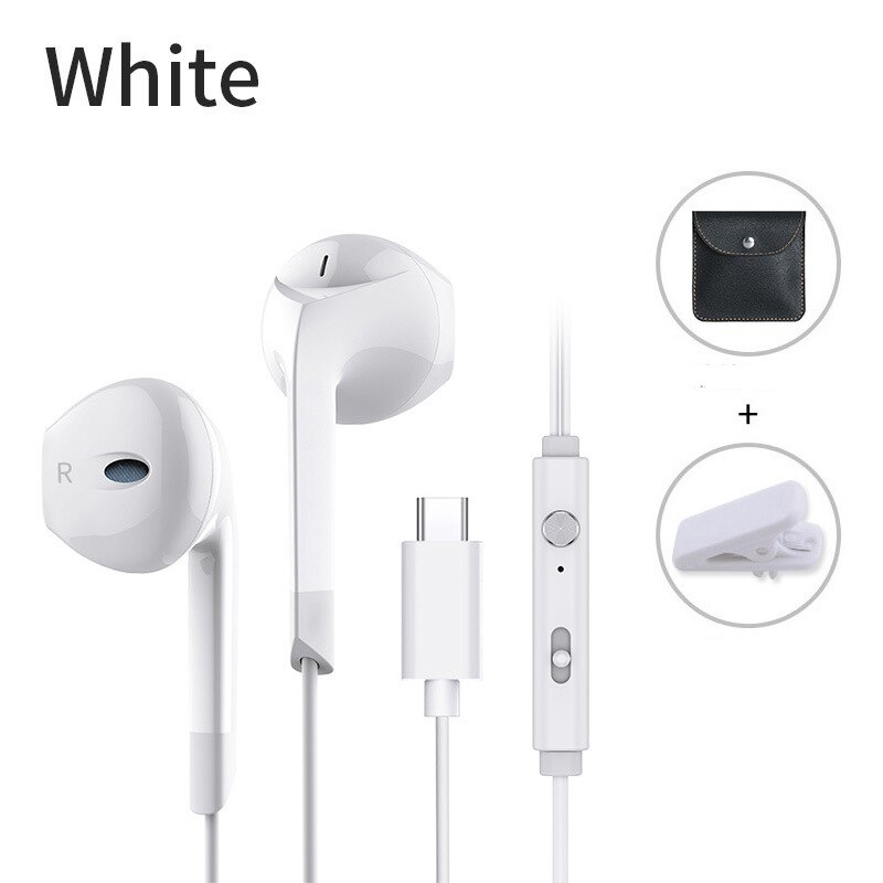 Langsdom Type C Super bass Earphone V6T Stereo in-ear Earphones USB 3.5mm gaming headset E6U with Microphones for Type-c Phones: Type C white  V6T
