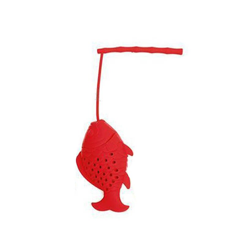 Silicone Tea Infuser FIsh Shaped Tea Strainer Kitchen Supplies Non-toxic Teapot Accessory: Red
