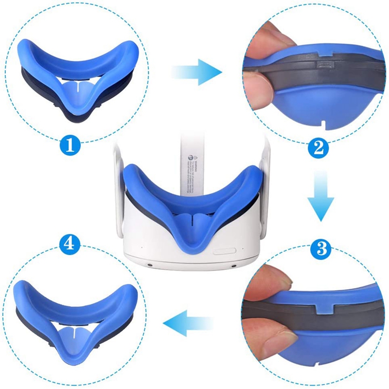 3Pcs Vr Siliconen Cover Eye Pad Voor Oculus Quest 2-Zweet-Proof, Lichtdicht, non-Slip, Wasbaar Zwart/Blauw/Rood