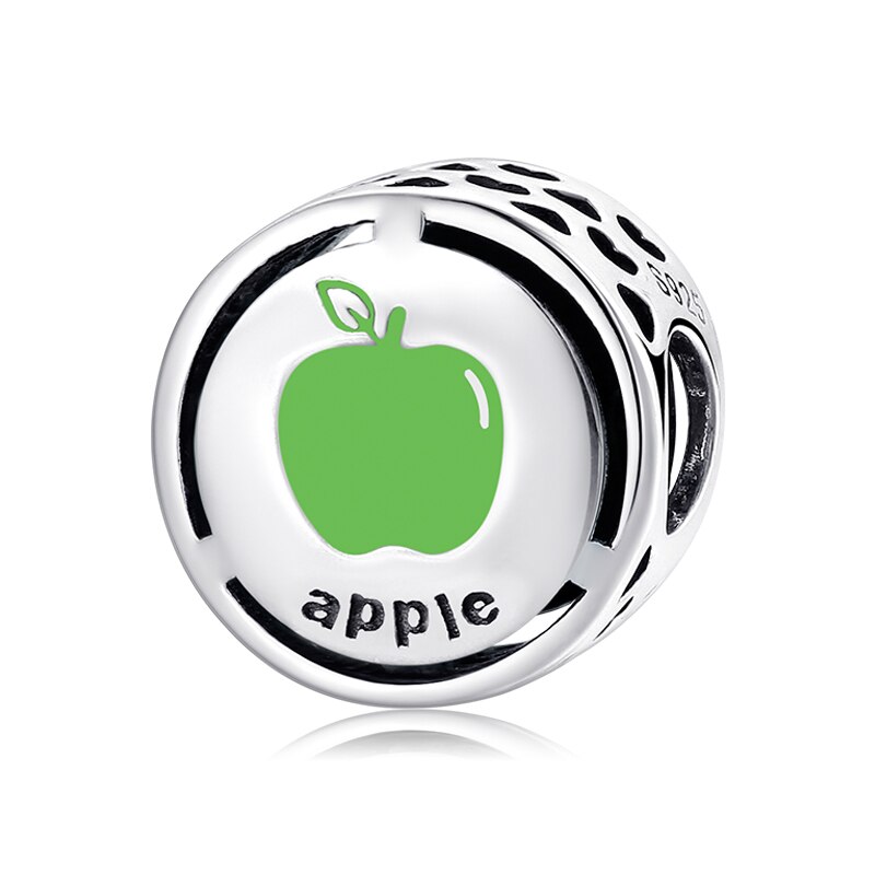 925 Sterling Sliver Yellow Enamel Apple Pear Banana Charms Beads Fits Original European Charms Bracelet Bangles DIY Jewelry: PC0354