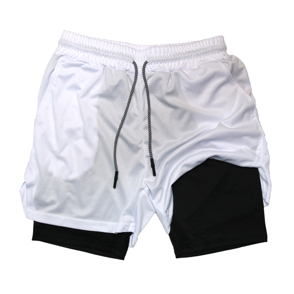Short de Fitness Double couche pour hommes, short de sport 2 en 1, séchage rapide, entraînement, Jogging, Double pont, été