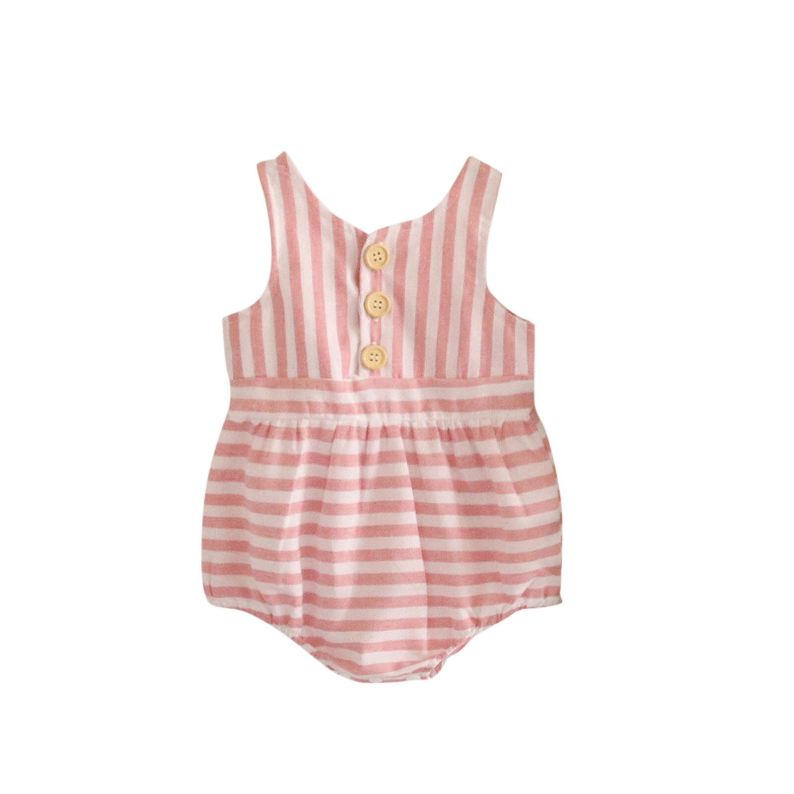 Monos de una sola pieza para bebé recién nacido, a rayas para niños y niñas peleles, ropa sin mangas de verano para niños pequeños de 0 a 12m: Rosa / 9-12Months