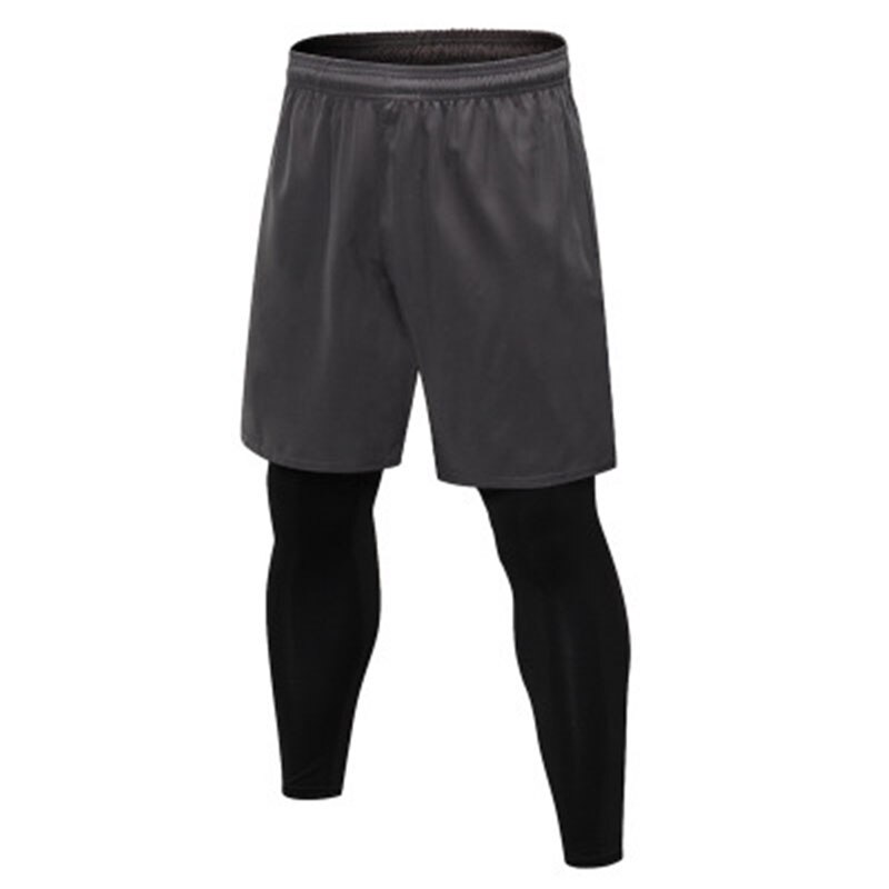Männer Lauf Hosen 2 In 1 Sport Fußball Training Jogging Hose Atmungsaktiv Schnell Trocknend Engen Fitness-Studios Fitness Hosen für männer Männlich: Gray / XXL