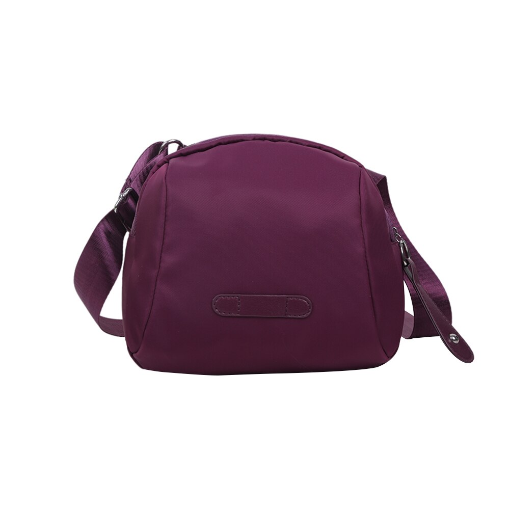 Nylon kvinnor axelväskor flicka damer axelväska kvinnlig handväska skal handväska blixtlås crossbody påse: Lila