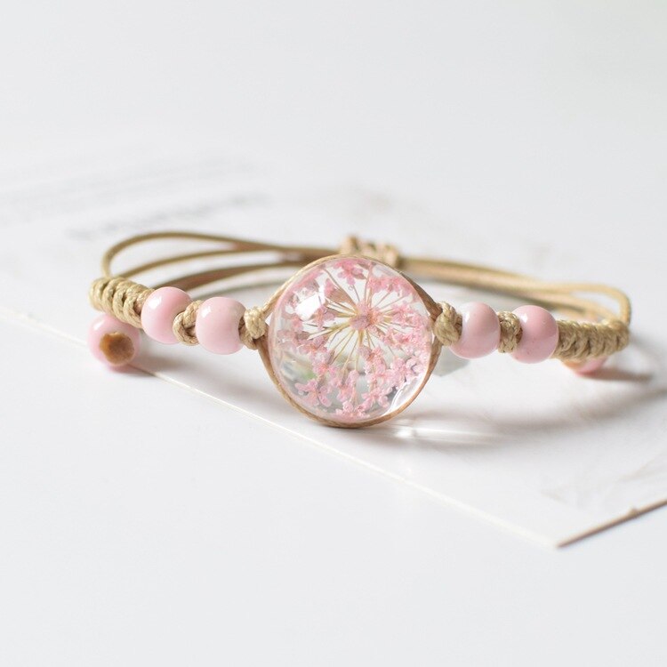 FIMAODZ Süße Blume Gänseblümchen Armbinde Perlen Getrocknete Blumen Löwenzahn Blüte Bunte Charme Armbänder für Frauen Mädchen: 15