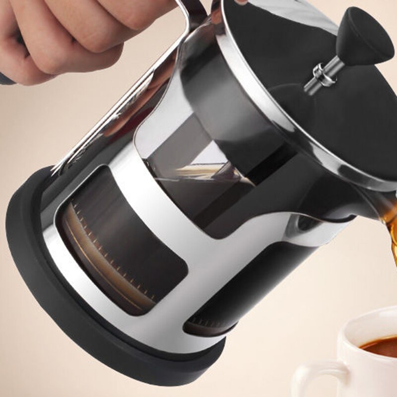 French Press Coffee Maker - Stainless Steel -Borosilicate Glass Coffee Pot Percolator, Single Serving Coffee Maker
