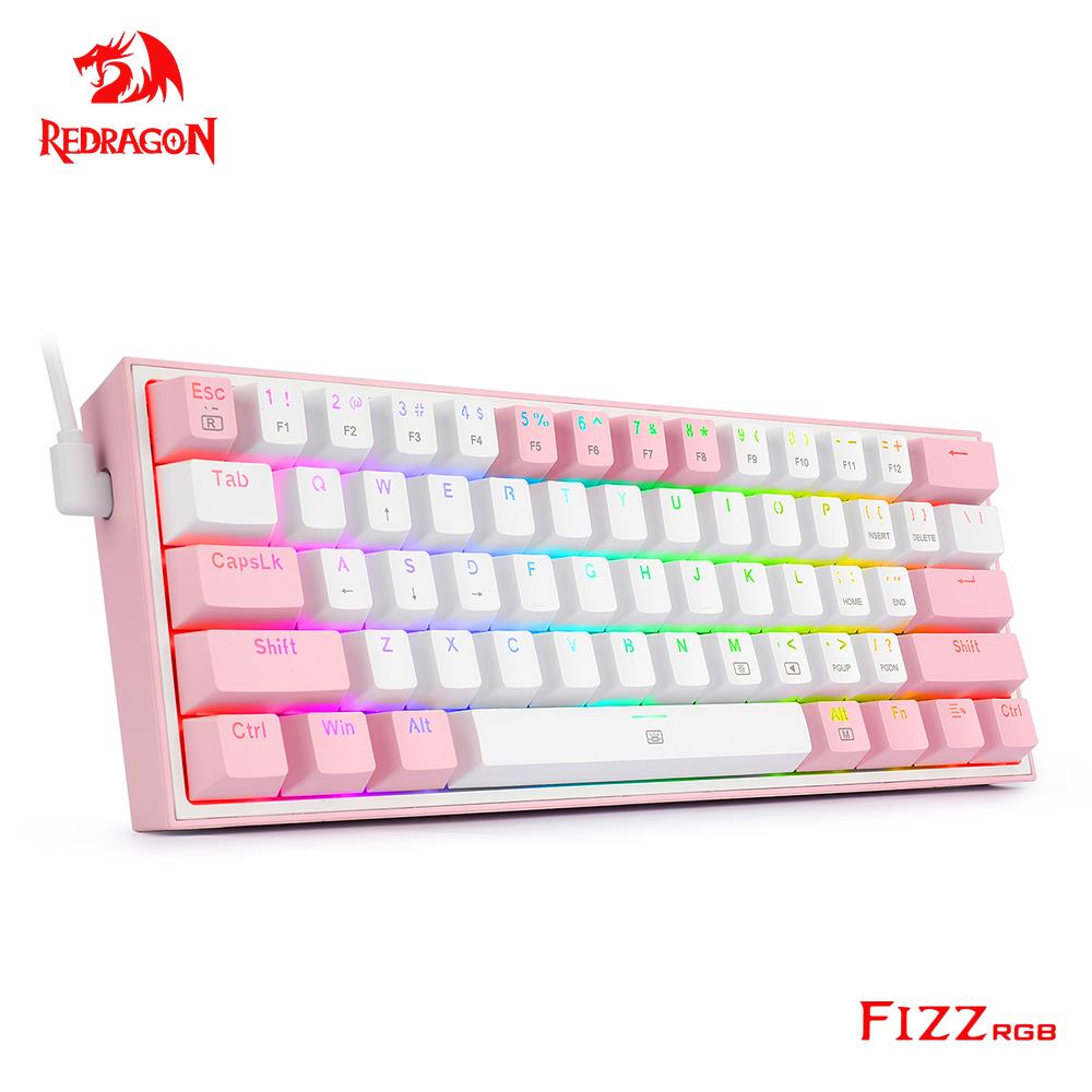 REDRAGON Fizz RGB USB Mini Mechanical Gaming Keyboard Red Switch 61 Keys Wired detachable cable,portable for travel K617