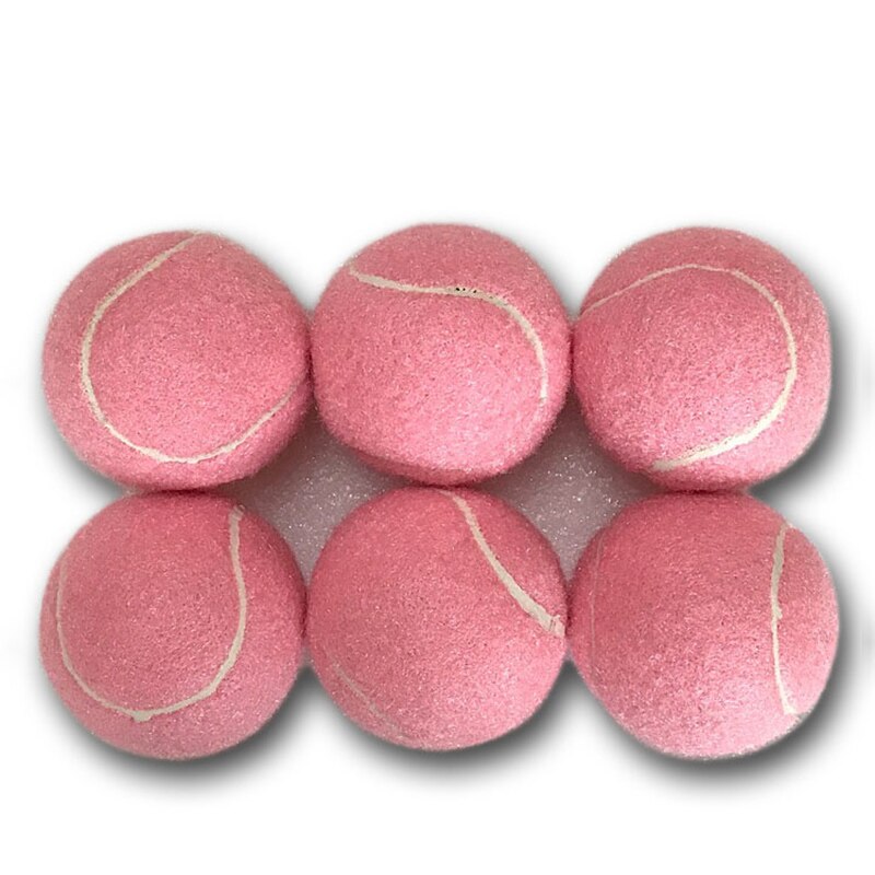6 stk pakke lyserøde tennisbolde slidstærke elastiske træningskugler 66mm damer begyndere træner tennisbold til skoleklubben: Default Title
