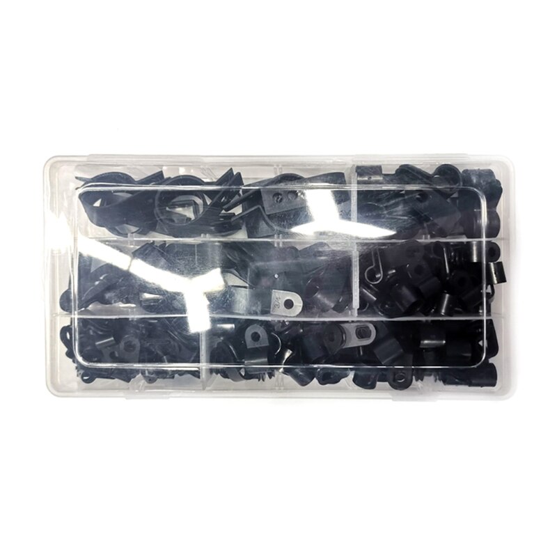 Nylon plastic P fastener clip black plastic P clip R type cable management card black cable hose P fixing clip 200pcs