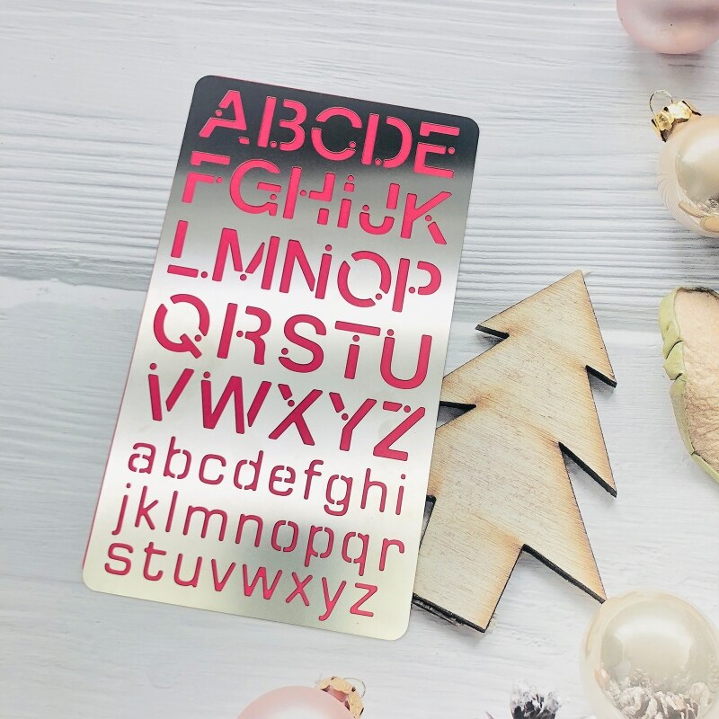 Metal Journal Stencils English Alphabet Stainless Steel Stencil Templates Tool for Painting Wood Burning Carving Pyrography F26