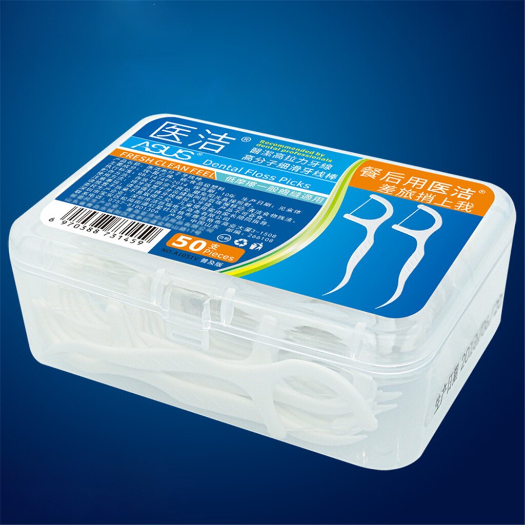 50pcs/box Dental Floss Teeth Stick Tooth Pick Interdental Brush Teeth Clean Toothpick Flosser Oral Hygiene Care