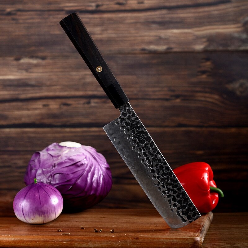 Kitchen Knife Set High Forged 3 Layers Steel Chef Knife 8Cr14Mov Steel Core Japanese Sashimi Knife Cooking Tools: Auburn