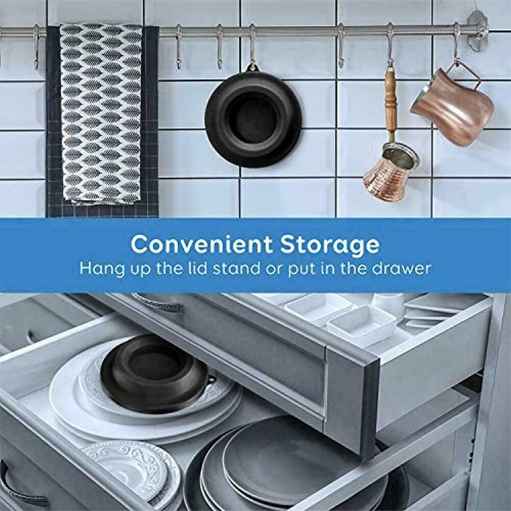 Cover Bracket Silicone Lid Stand Hanging Hole Home Holder 5Qt 6.5Qt 8Qt Dishwasher Safe Air Fryer Space Saving Foodi