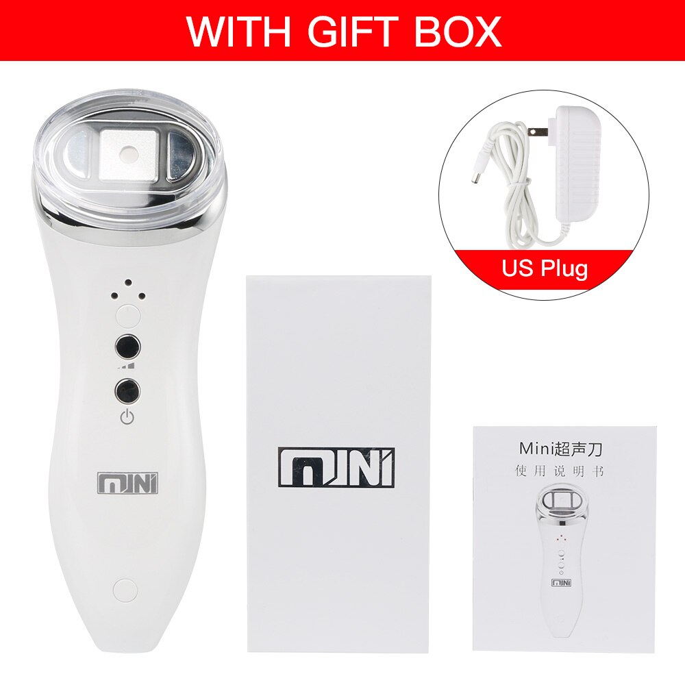 Ultrasone Bipolaire Led Rf Radio Frequentie Gezicht Lifting Huid Rejuveantion Massager Mini Hifu Anti Rimpel Skin Aanscherping Machine: US Plug With Box