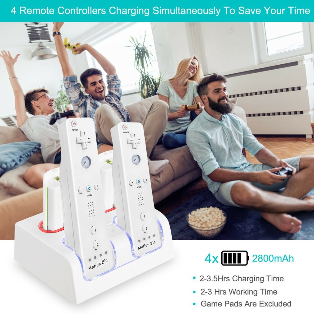 4 In 1For Wii U Laadstation Voor Wii U Controller Wii Laadstation Met 4 Voor Wii Batterijen Batterij