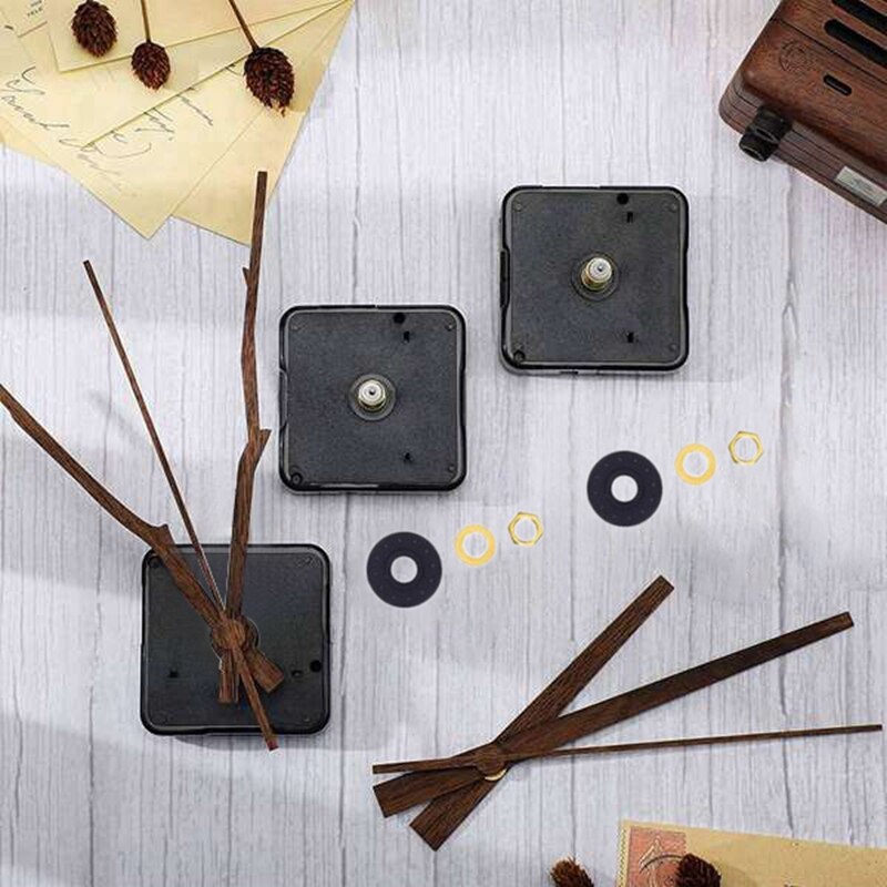 2Pcs Clock Movement Mechanism with 12 Inch Walnut Hands Clock Kit Mechanism for DIY Wall Clock Repair Parts Replacement