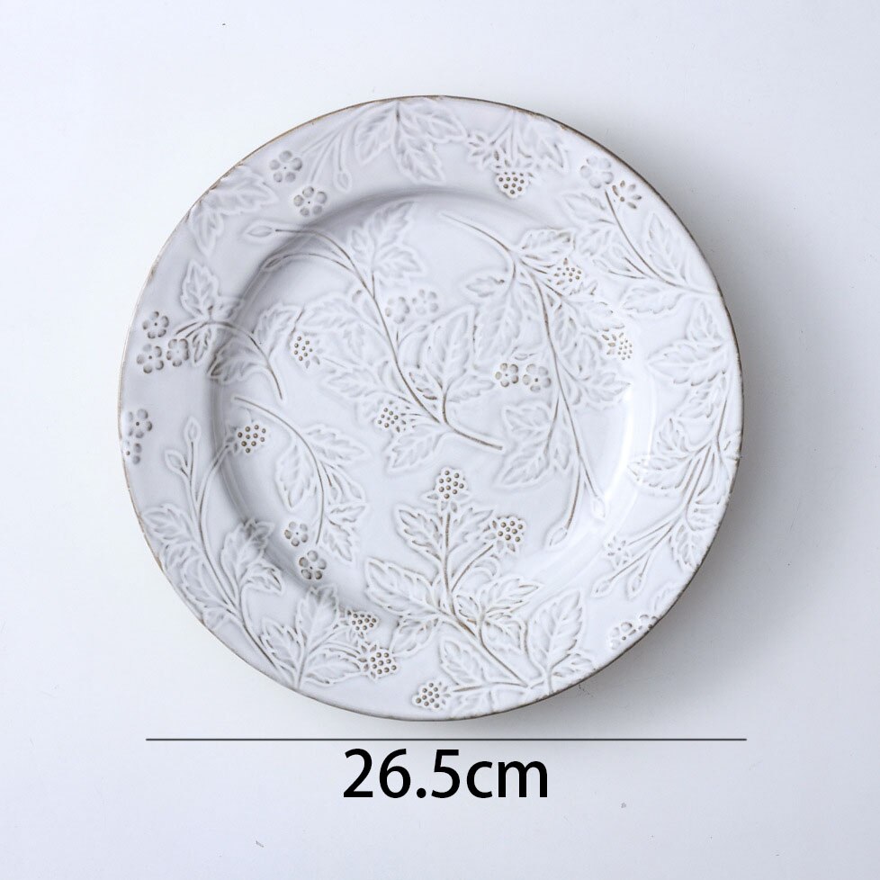 retro płyta ceramiczna ręcznie kwiatowa tłoczona sałatka owocowa talerze zachodnia restauracja kreatywna stek danie francuska zastawa stołowa robić kuchni: duży