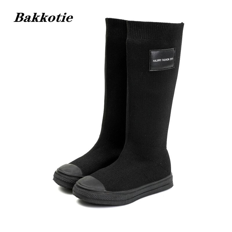 Bottes hautes respirantes noires pour enfant et bébé fille, chaussures de à la , collection printemps 2022