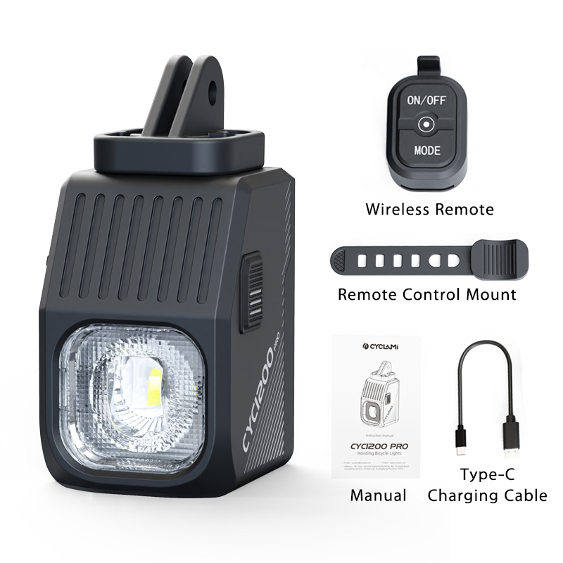 Phare de vélo Portable 1200 Lumens, support suspendu, contrôle sans fil, haute luminosité, lumières de sécurité pour la conduite nocturne: WHITE