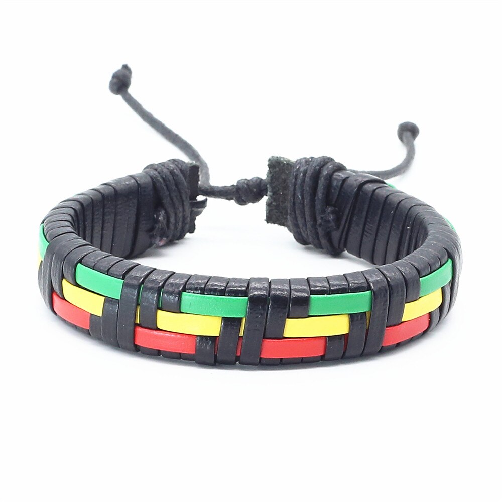 Nowy przyjazd moda na co dzień punk głaz wielobarwność liny tkane splot kobiety skórzane bransoletki mężczyzn kobiet biżuteria męska hurtownie: kolor 3
