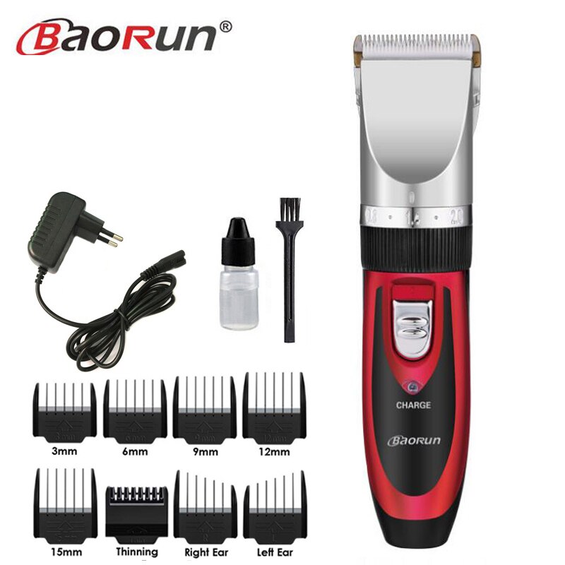 BaoRun Clipper Hair Trimmer Men Electric Cutter Hair Cutting Machine Haircut For Barber Ceramic Blade Nozzles 15mm