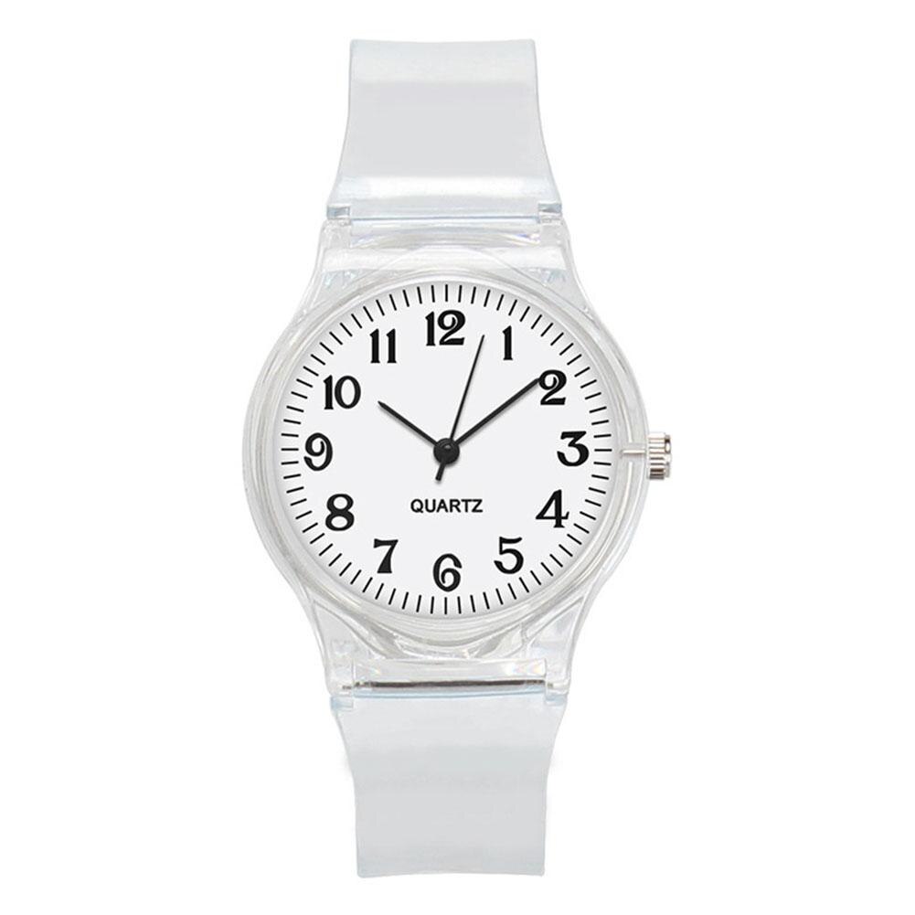 Lintimes dames heren liefhebbers horloges transparante snoepkleurige plastic band casual quartz horloges: Wit