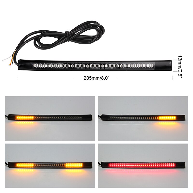 Tira de luces LED Universal para motocicleta, lámpara de bombilla de parada de freno trasero, señal de giro trasera, 2835 SMD, 48 LED de doble Color, 3014